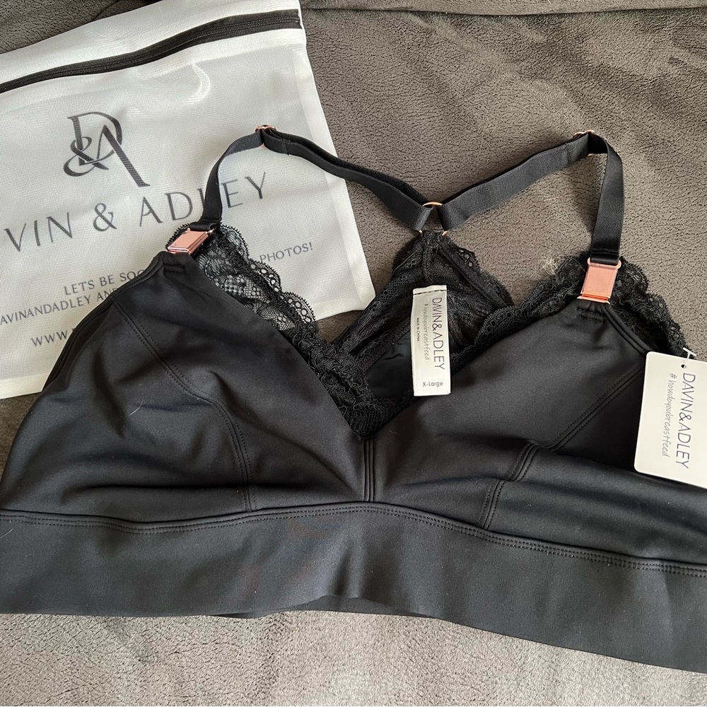 NWT - Davin & Adley Ella Maternity, Nursing & Pumping Bralette - XL, Black